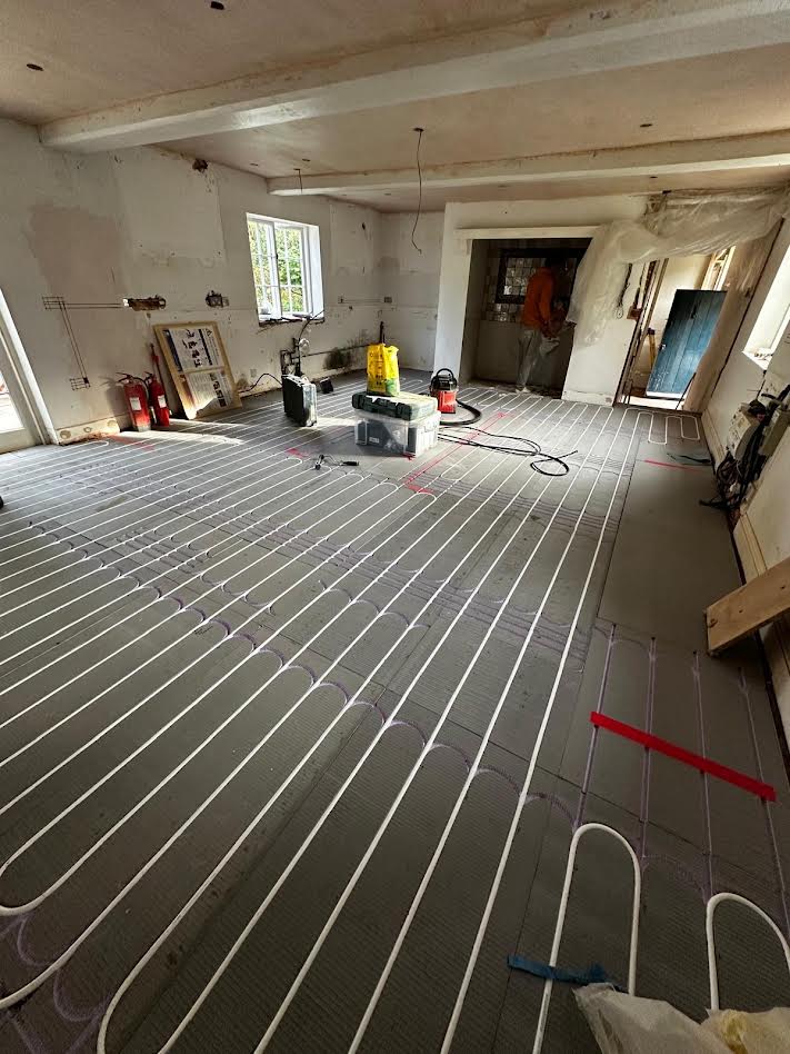 New underfloor heating installation